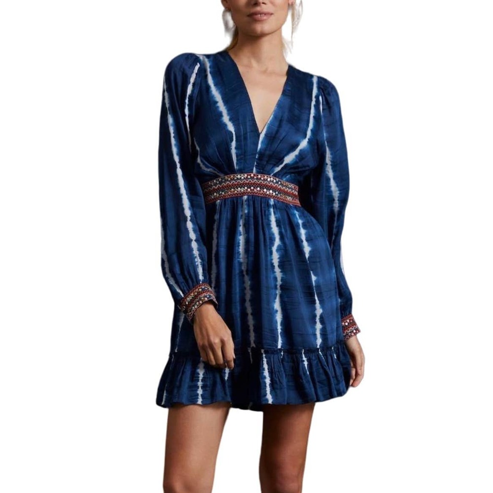 Anthropologie Verb by Pallavi Singhee Blue White Tie Dye Dress size Medium